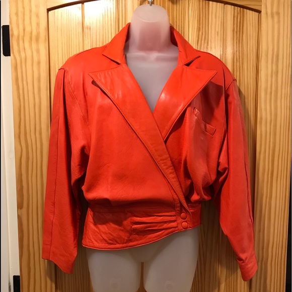 Jackets & Blazers - Vintage Tangerine Leather Jacket